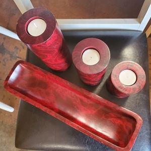 NWT Wood Candle Holders